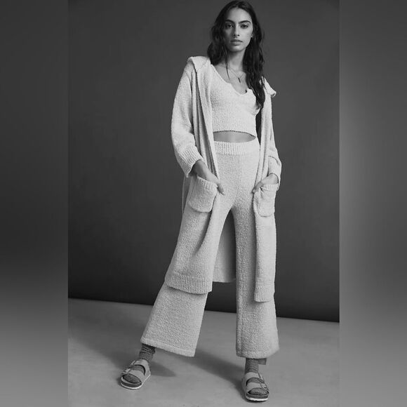 NIA Riley Two-piece Lounge Set Robe & Pants In Black - Picture 3 of 3